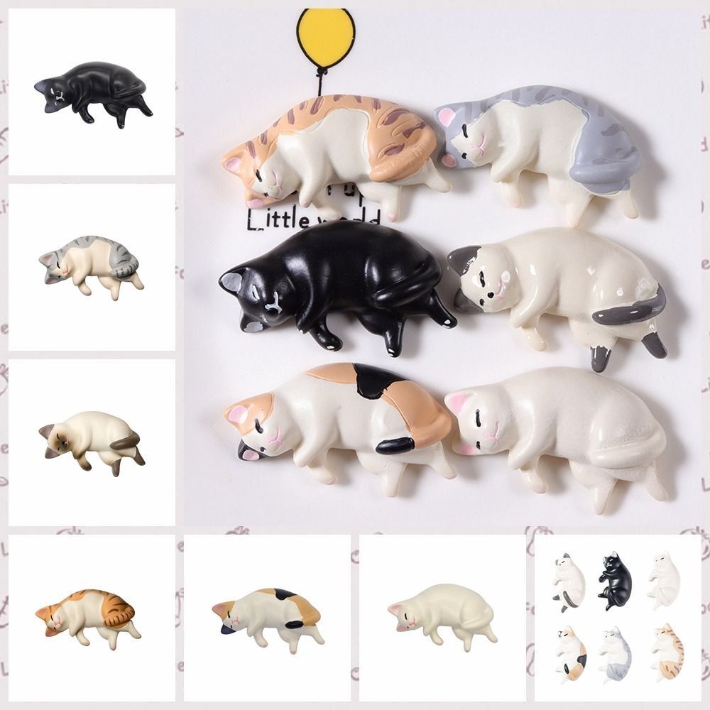 Simulation Sleep Cat Fridge Magnets Cute Lazy Cat Miniatures 6 Styles Car