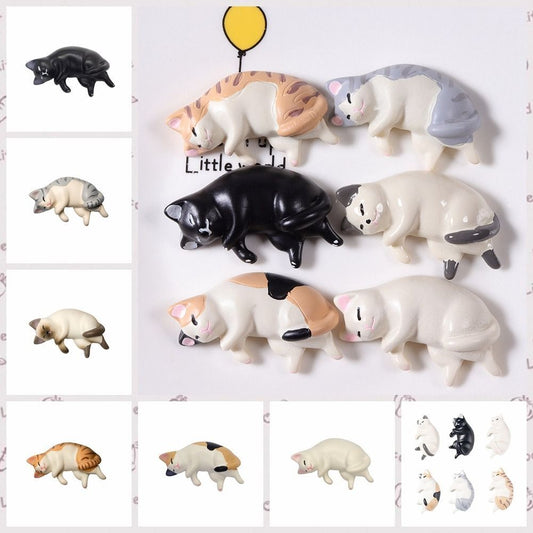 Simulation Sleep Cat Fridge Magnets Cute Lazy Cat Miniatures 6 Styles Car