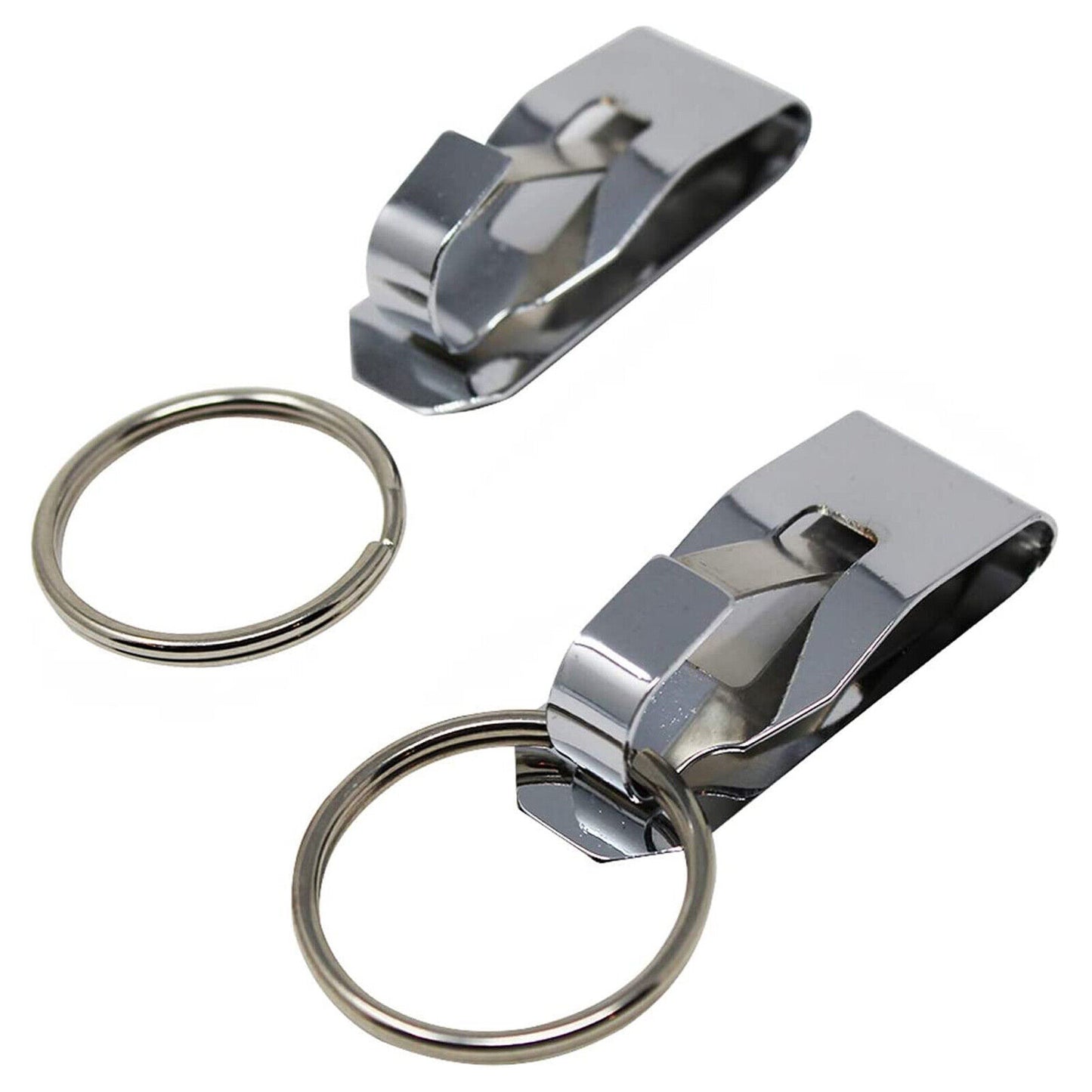 4PCS Quick Release Steel Keychain Metal Belt Clip Ring Classic Holder Key Silver