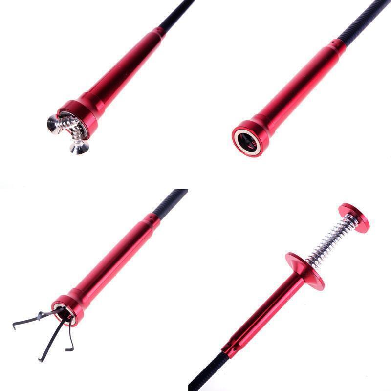 Red Flexible Pick Up Tool With Magnet 4 Claw Magnetic Long Spring Grabber 60cm