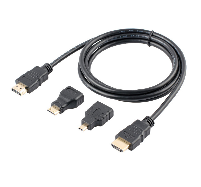 3 in 1 HD 1.5M HDMI to HDMI Cable + Micro HDMI Adaptor + Mini HDMI adapter