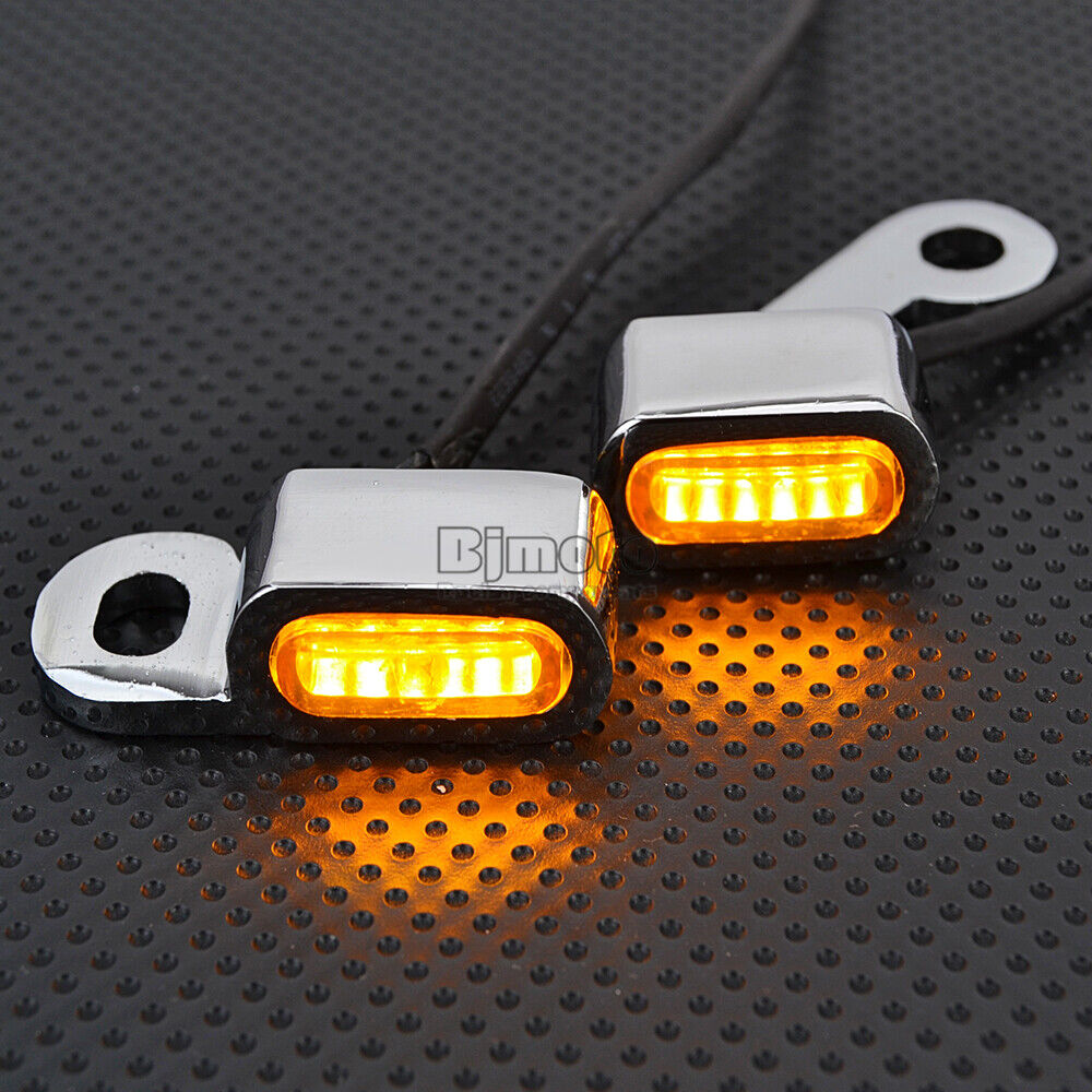 Motorcycle LED Mini Front Rear Turn Signal Amber Light For Harley Sportster