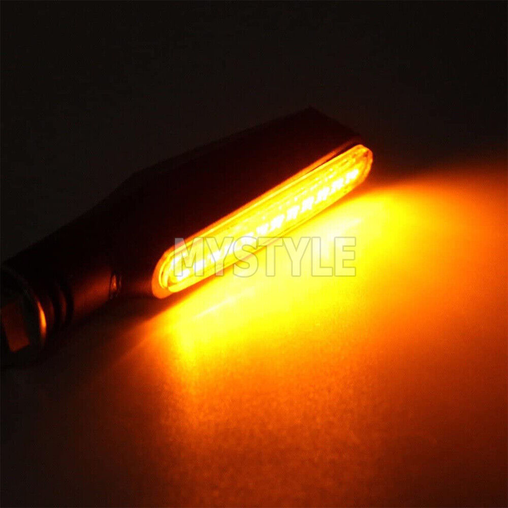 4X Motorcycle Indicators LED Turn Signal Flowing Water Light Amber Blinker Lamp