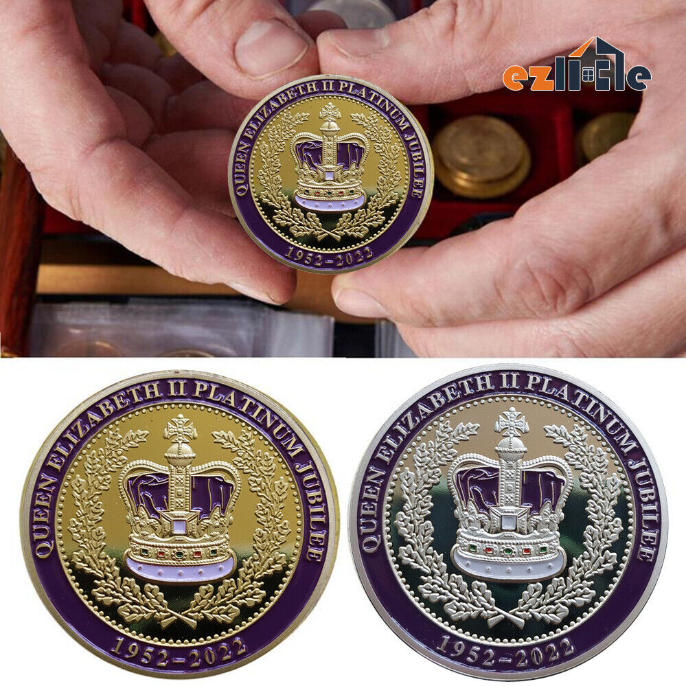 Queen Elizabeth II Platinum Jubilee Commemorative Coin Royal Souvenir Golden Hot