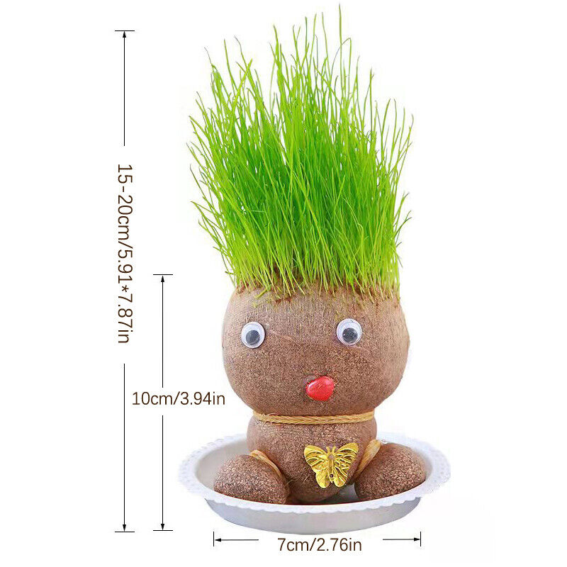 Room Decor Mini Grass Head Doll Small Potted Plant Watering Green Plants Beautif