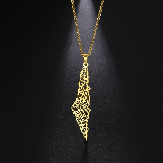 Gold Color Chain Palestine Map Necklace Lightweight Necklaces Jewelry Men