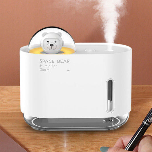 300ML Air Humidifier with Light Cool Mist for Bedroom Home (White)