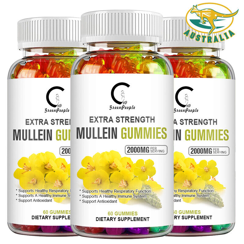 Organic Mullein Leaf Gummies 2000mg,Lung Cleanse Detox Herbal,Immune Support