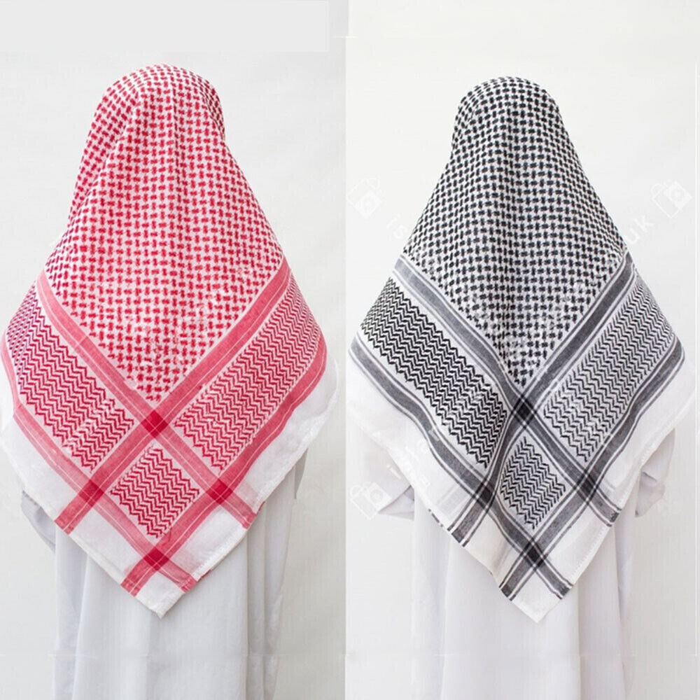 2x Men Arab Kafiya Keffiyeh Arabic Turban Muslim Shemagh Scarf Palestine Bandana