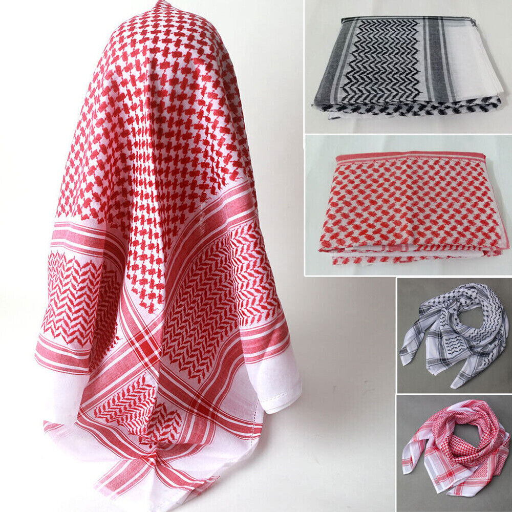 2x Men Arab Kafiya Keffiyeh Arabic Turban Muslim Shemagh Scarf Palestine Bandana