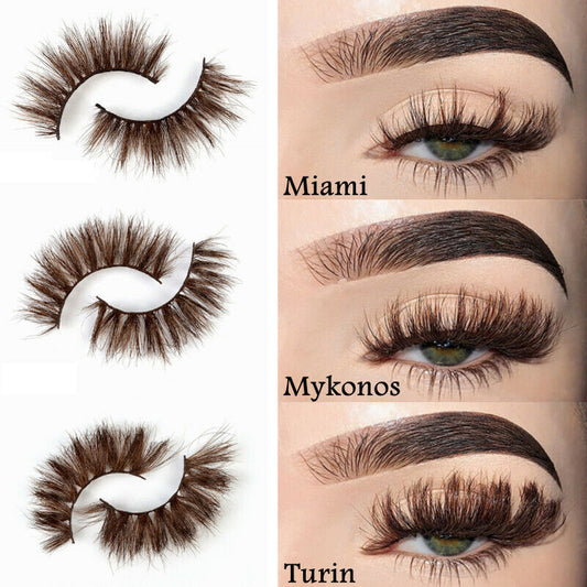 3D Mink Fake Lashes Natural Brown False Colored Eyelashes Thick Long Wispies