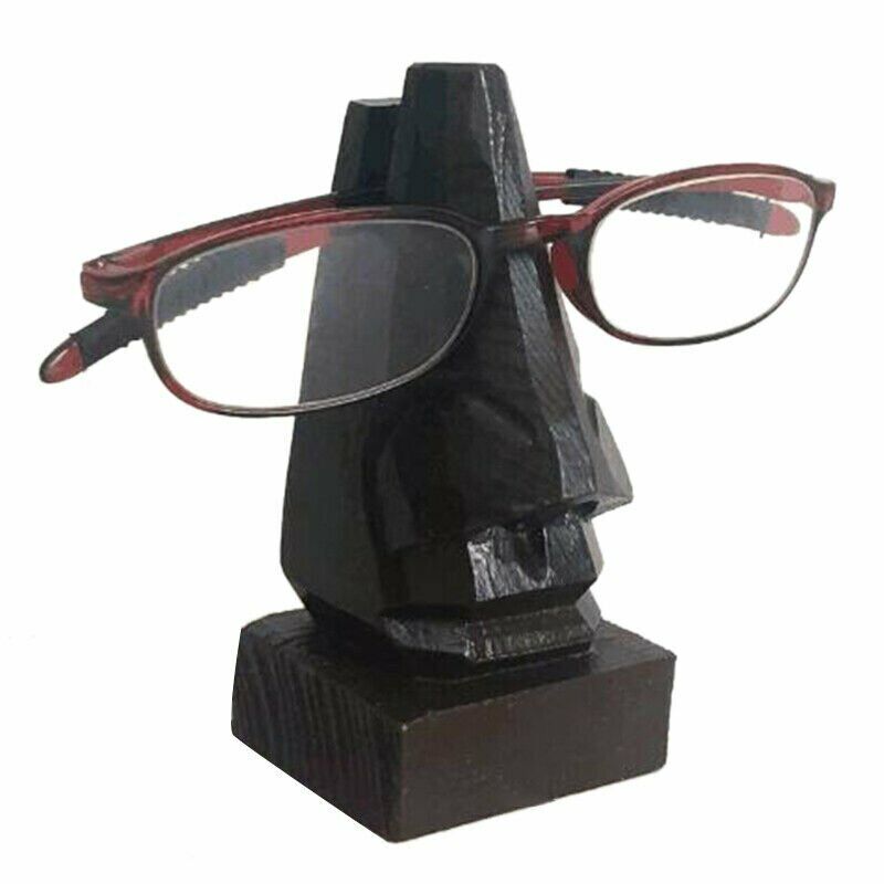 Wooden Nose-Shaped Sculpture Sunglasses Eyeglasses Glasses Holder Display Stand