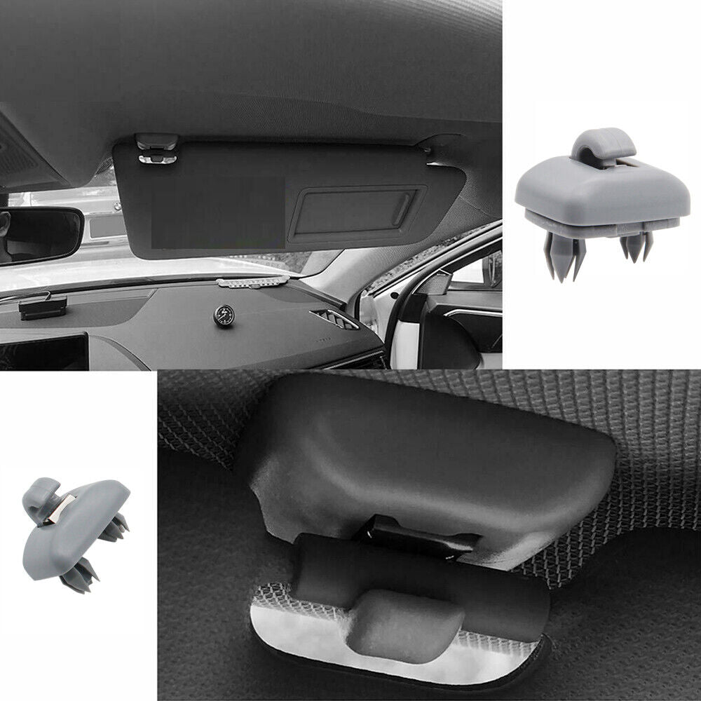 2x Sun Visor Clip Holder Hook Bracket For Audi A1 A3 A4 Q3 Q5 TT 8U0857562A Gray