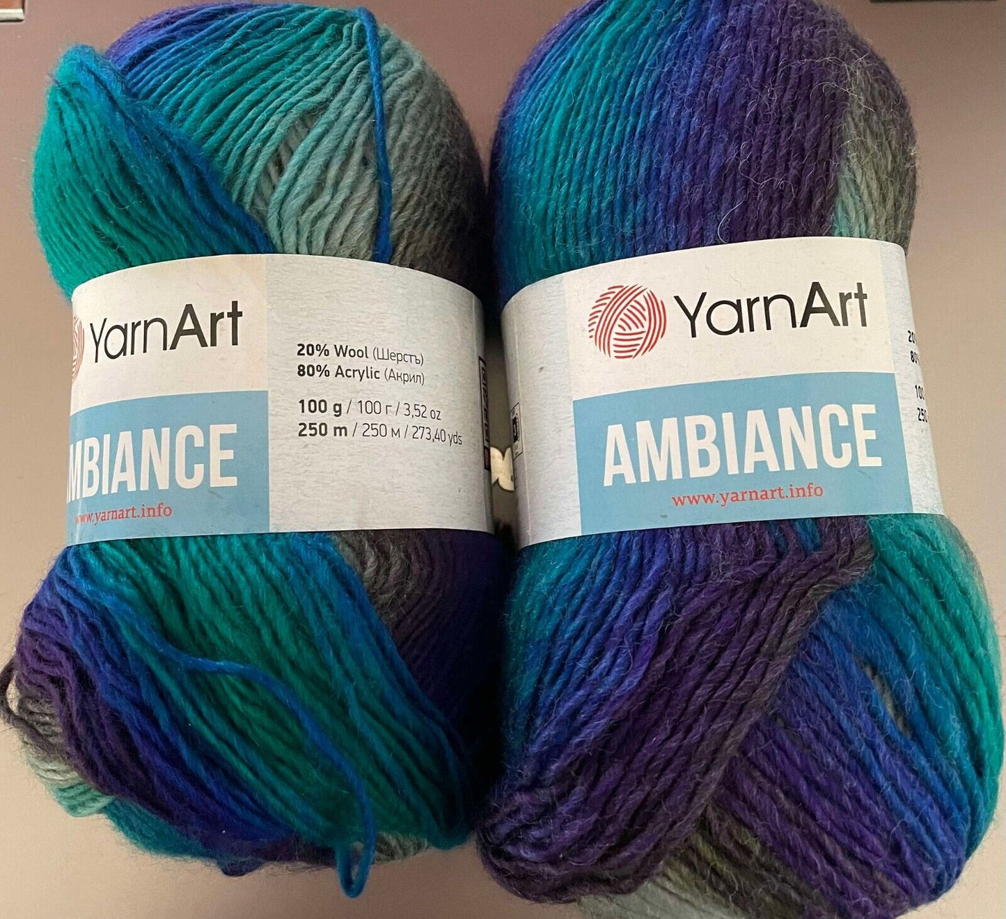 YARNART AMBIANCE Yarn 100g x 2 Color 158 20% wool 80% acrylic