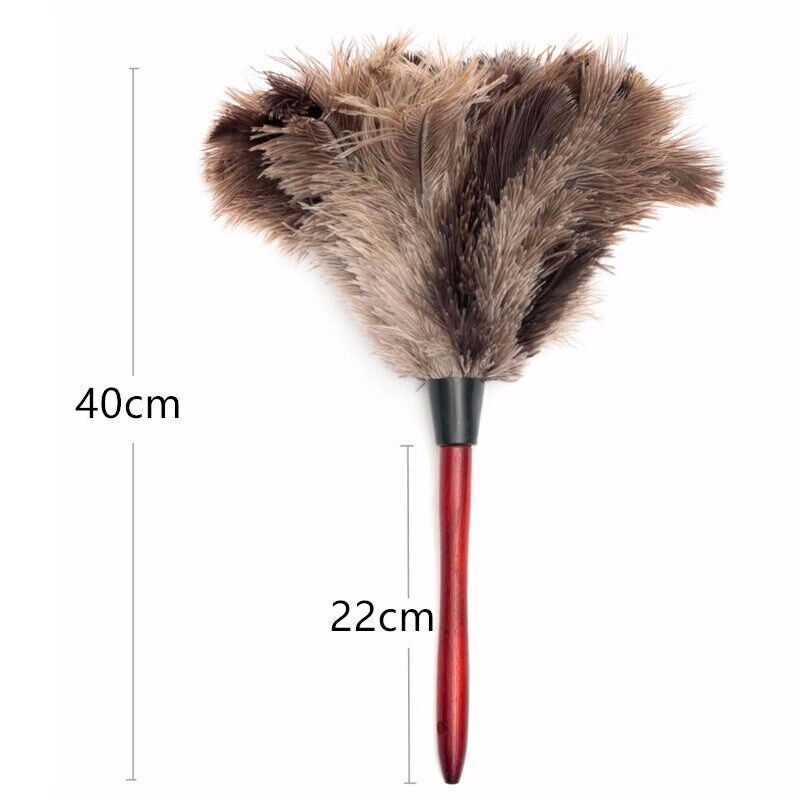 2× Anti Static Genuine Ostrich Feather Duster Wooden Handle Brush Clean