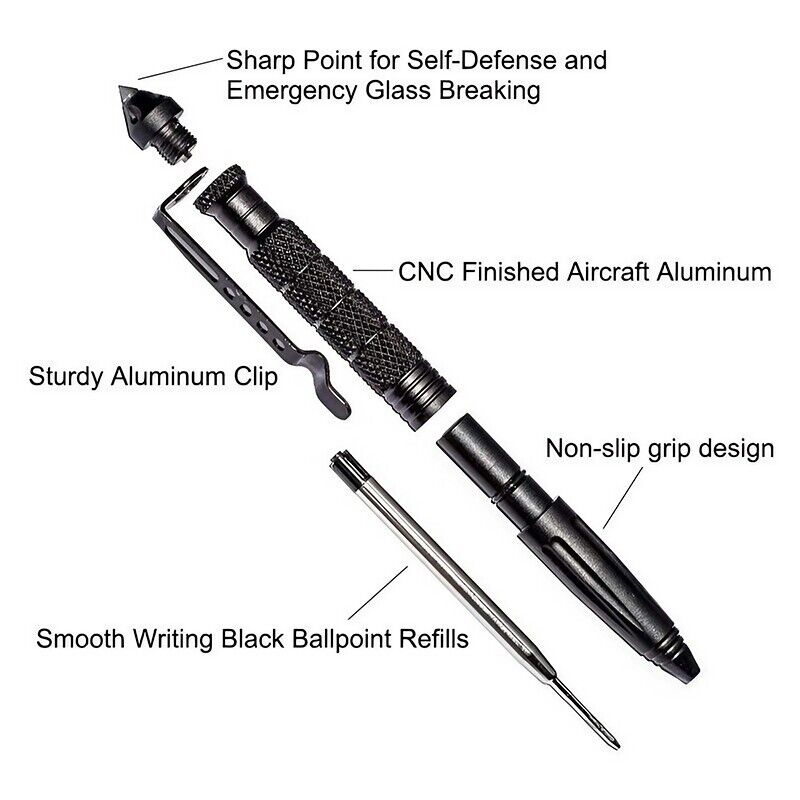 Self Defence Tactical Pen Glass Breaker DNA Catcher Survival Emergency Tool