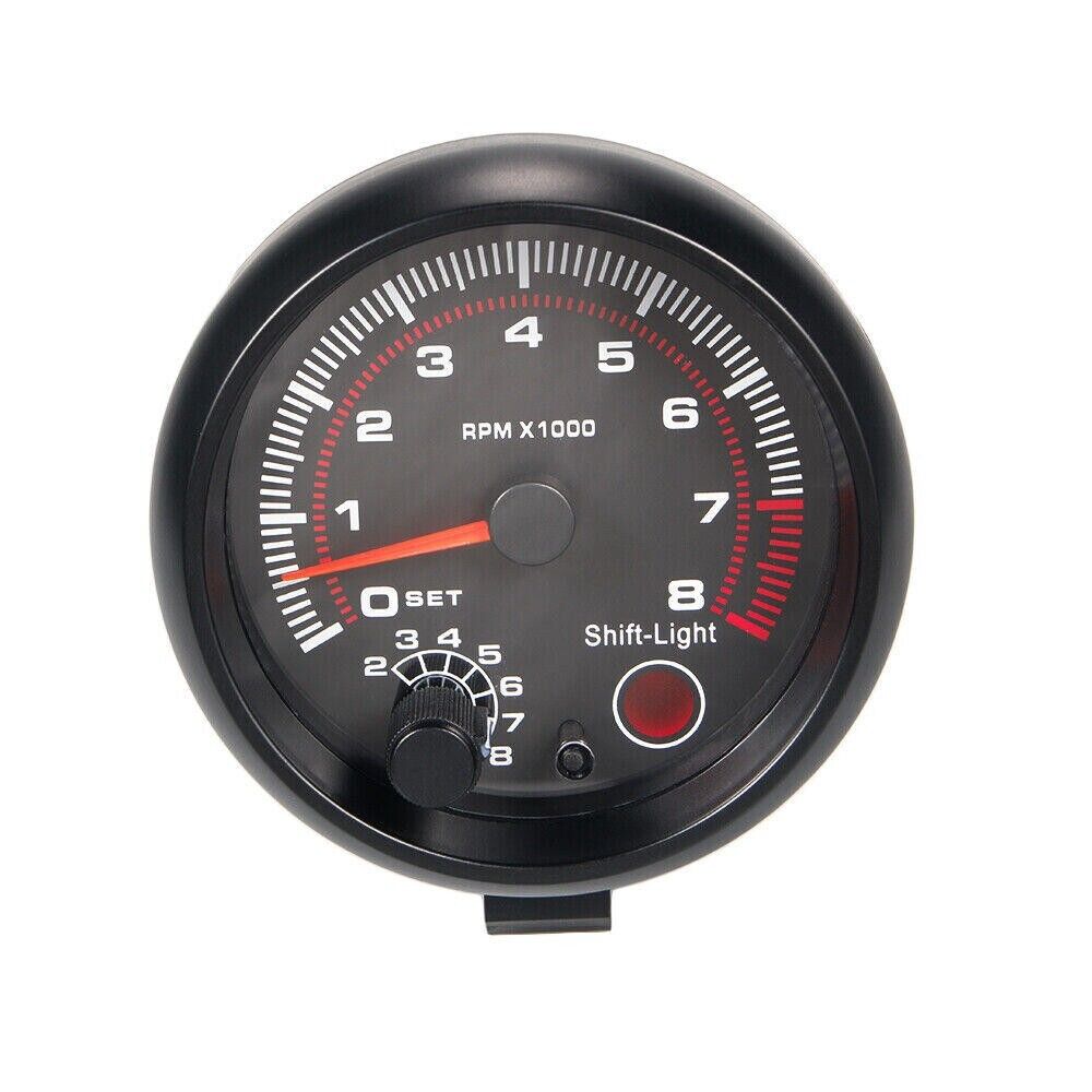 3.75" Car 12V Tachometer Tacho Gauge Meter 0-8000 RPM Shift Light Universal