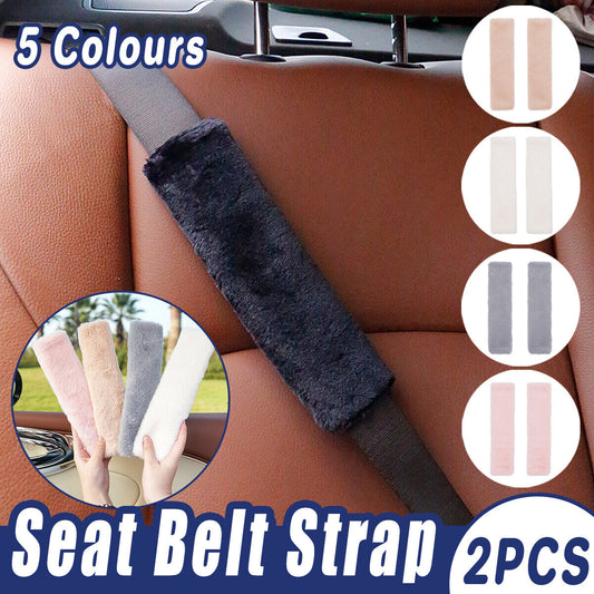 2X SoftFur Car Seat Belt Strap Pad Soft Harness Shoulder Cushion Cover Protector