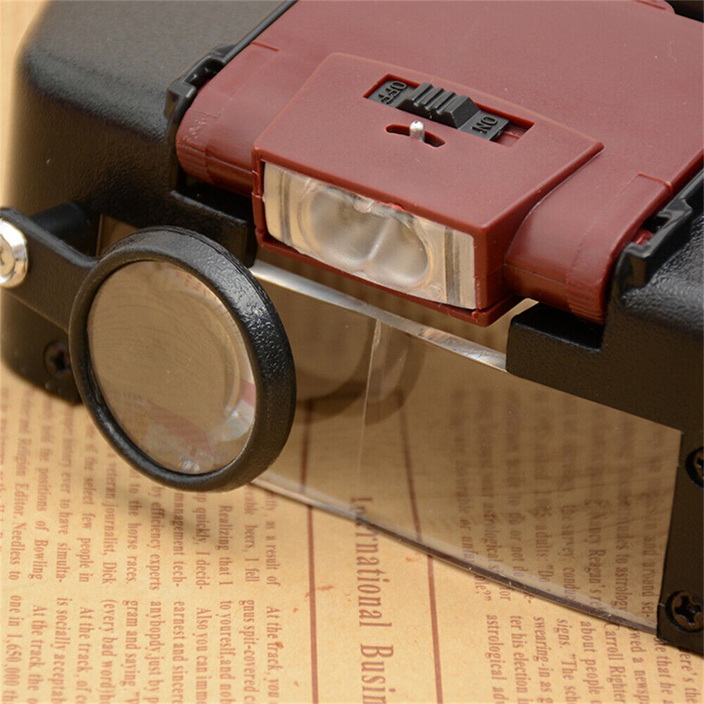 Jewelers Head Headband Magnifier LED Illuminated Visor Magnifying Glasses Loupe