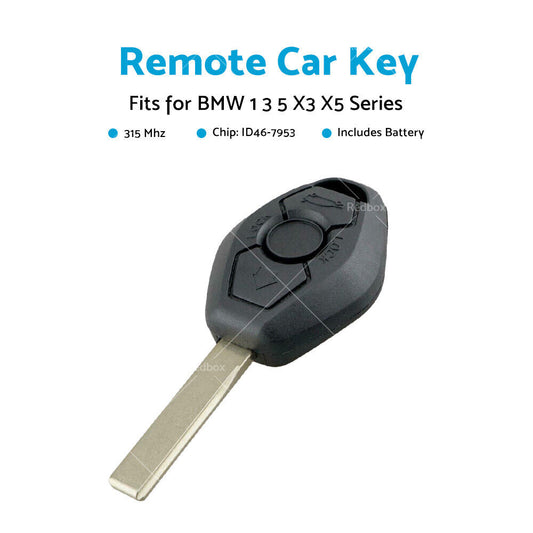 For BMW 3 5 Series X3 X5 Remote Car Key w/ Chip ID46-7953 CAS2 3 Buttons 315MHz