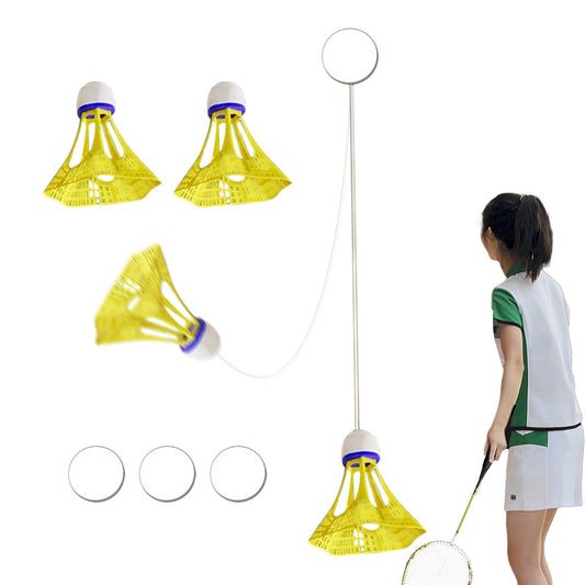 Badminton Rebound Trainer Elastic Badminton Trainer Set with 3 Luminous Balls