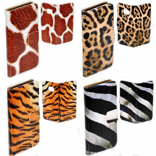 For Apple iPhone Series Case Animal Fur Skin Print Flip Wallet Phone Case Cover