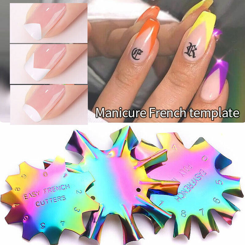 French Tip Smile V Line Edge Cutter Stencil Trimmer Nail Art Styling DIY Tool