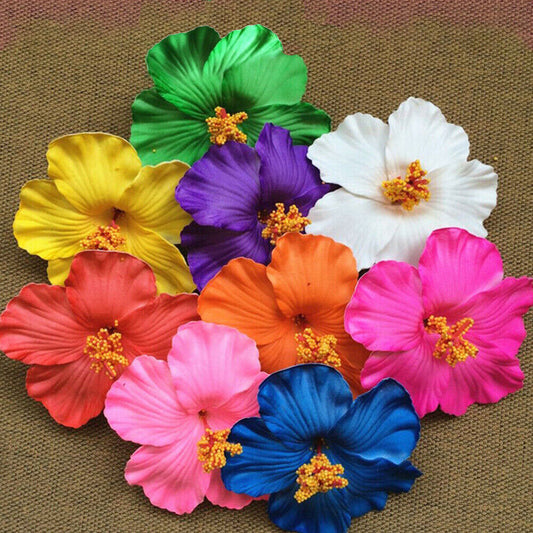 5x Hibiscus Foam Artificial Flower Hair Clip Luau Cruise Tropical Wedding Headwear