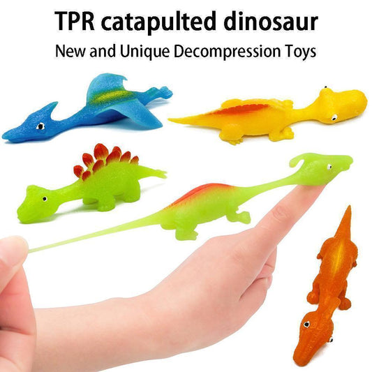 Sling shot Dinosaur Finger Toy Catapult Toy Elastic Flying Finger Dinosaur #T