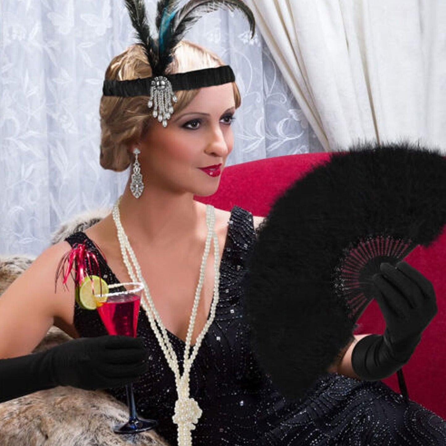 Women 1920'S Great Gatsby Accessories Kit Fancy Dress Costume Flapper Headpiece