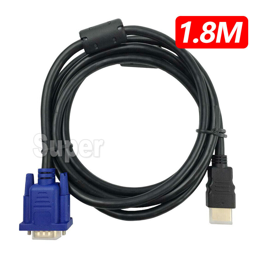 1.8m 1080P Gold Plated HDMI to VGA 15Pin Male Cable Adapter Lead for HDTV HD LCD