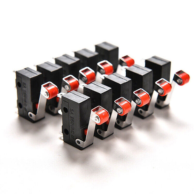 10Pcs Micro Roller Lever Arm Open Close Limit Switch KW12-3 PCB Microswitch