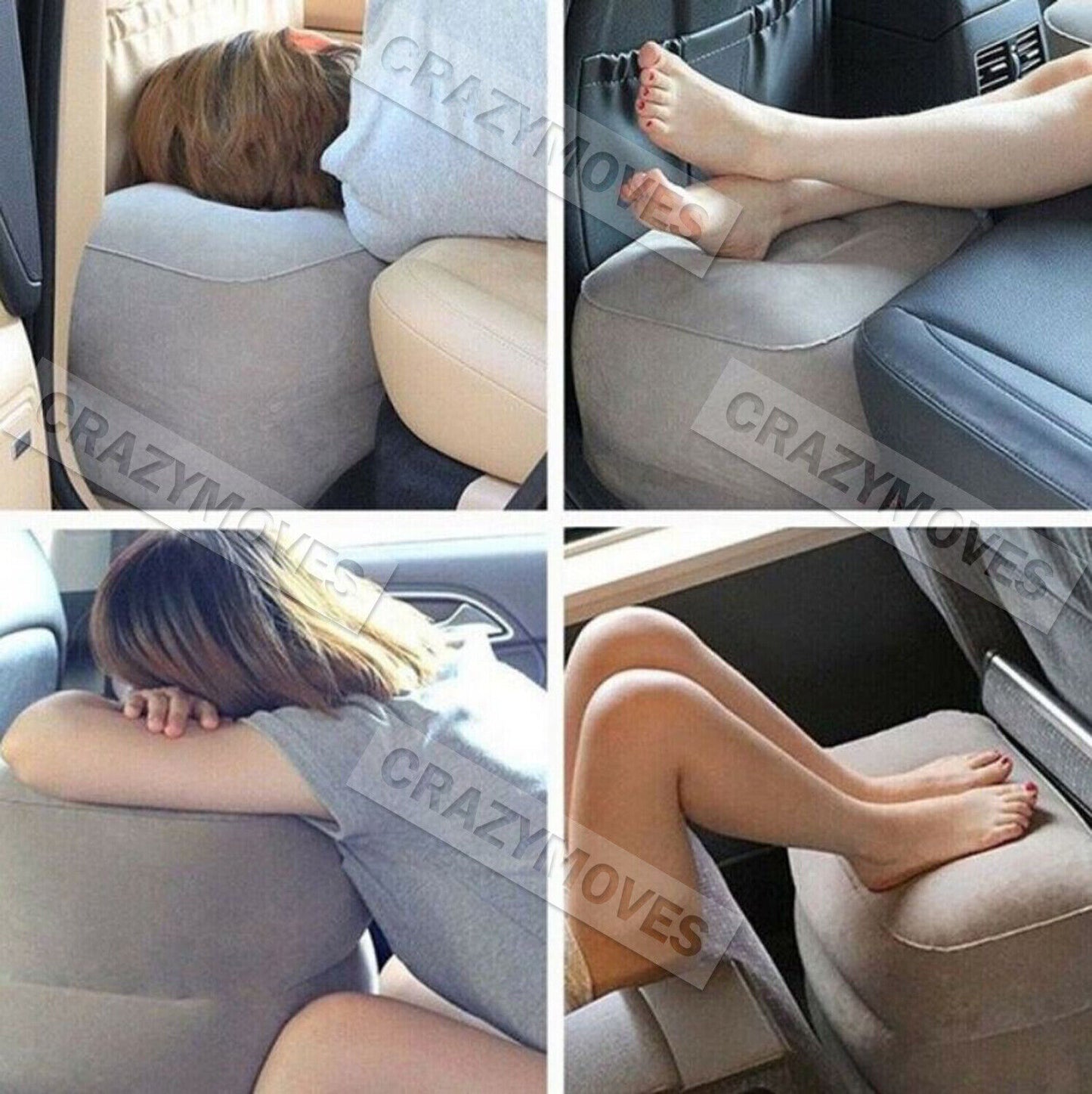 Travel Air Pillow Foot Rest Inflatable Cushion XL 3 Layers Car Leg Footrest Mel