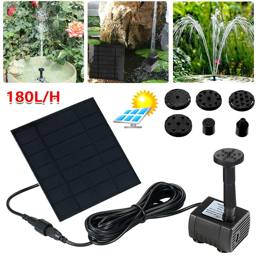 Solar Pond Pump Power Fountain Submersible Water Garden Pool Feature Kit Panel