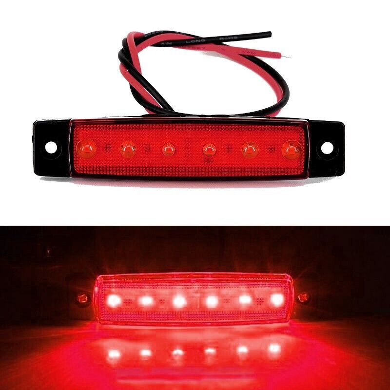 Set of 2 Waterproof 6 LED Red Brake Stop Tail Lights for Trucks and Trailers