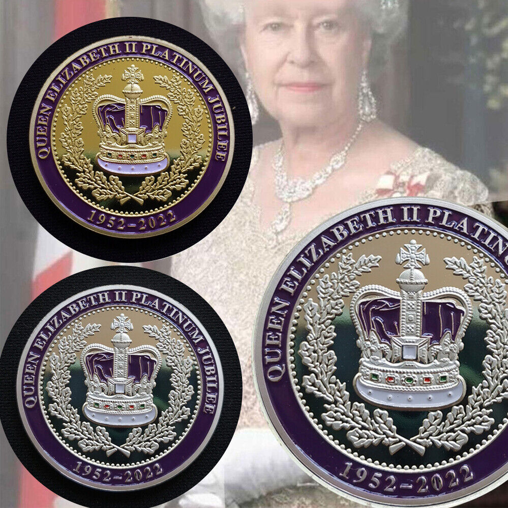 Queen Elizabeth II Platinum Jubilee Commemorative Coin Royal Souvenir Golden Hot