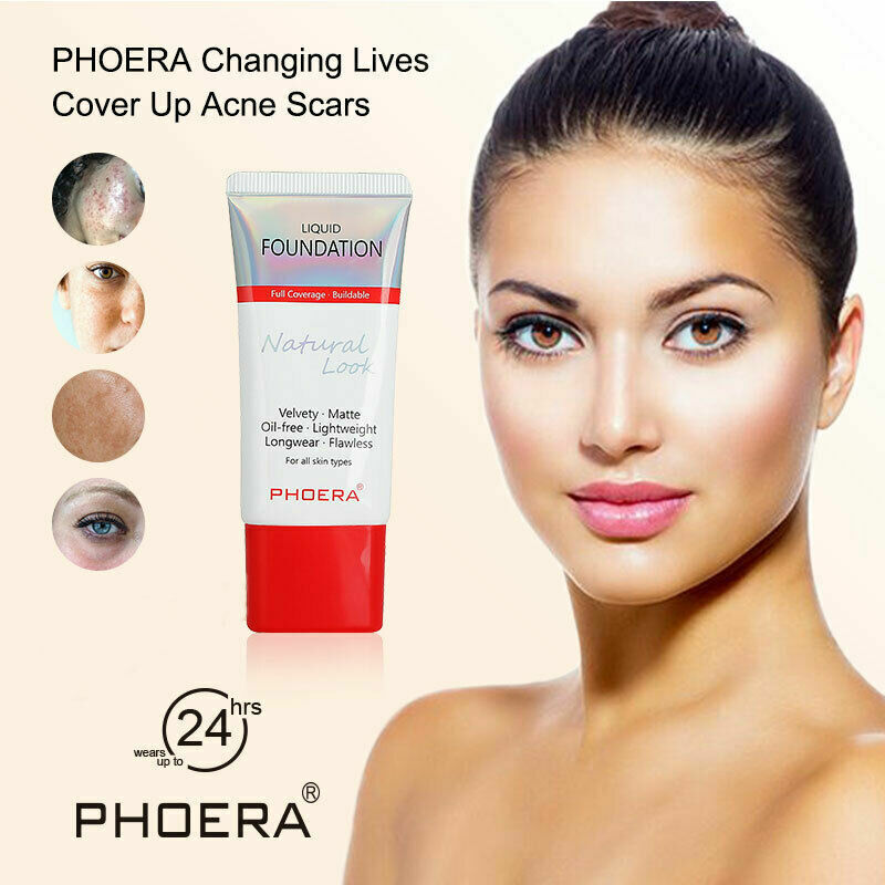 PHOERA Liquid Foundation Full Coverage Velvety Matte Flawless Lasting Makeup