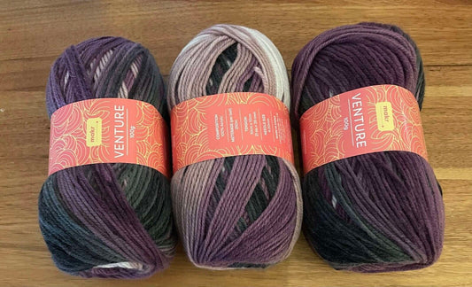 VENTURE Makr 100g x 3 Yarn MULBERRY acrylic