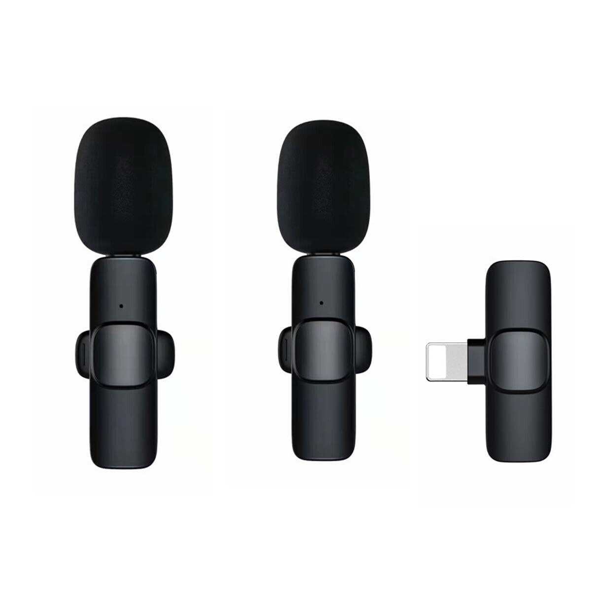 2x Mini Wireless Lavalier Microphone Clip on Lapel Mic For iPhone iPad Samsung Vlog