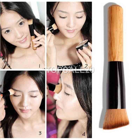 Multi Function Liquid Foundation Powder Wooden BB Cream Makeup Brush Brown