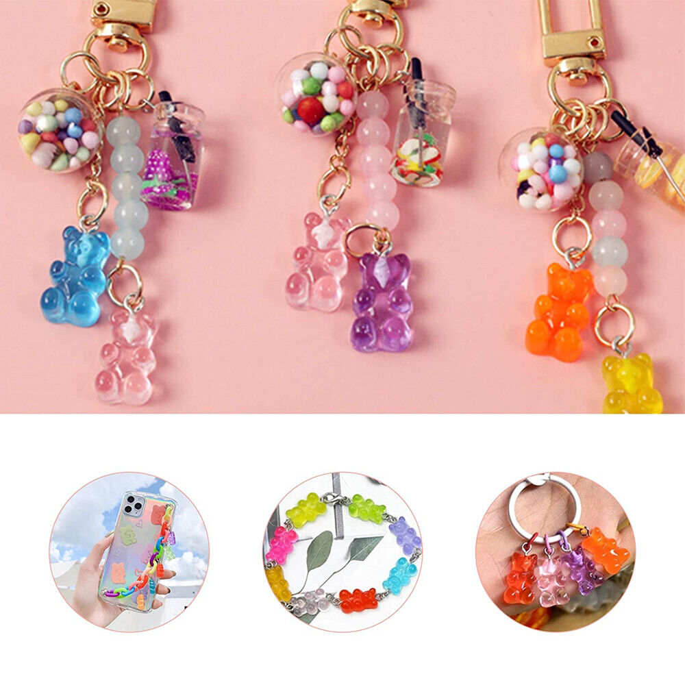 100pcs Cute DIY Gummy Bear Resin Charms Necklace Pendant Earring Jewelry Decor