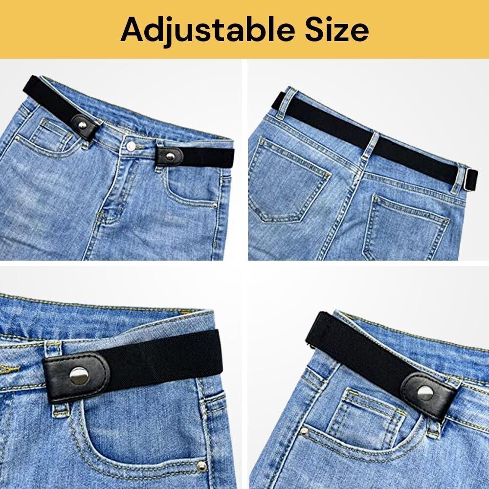 2x Buckle-free Elastic Invisible Comfortable Belt No Bulge Hassle Belts for Jeans