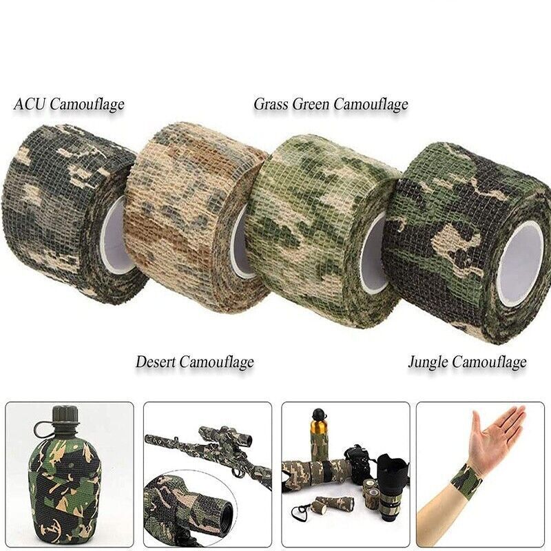 4 Roll Tape Army Camo Wrap Rifle Gun Shooting Hunting Camouflage Stealth Webbing