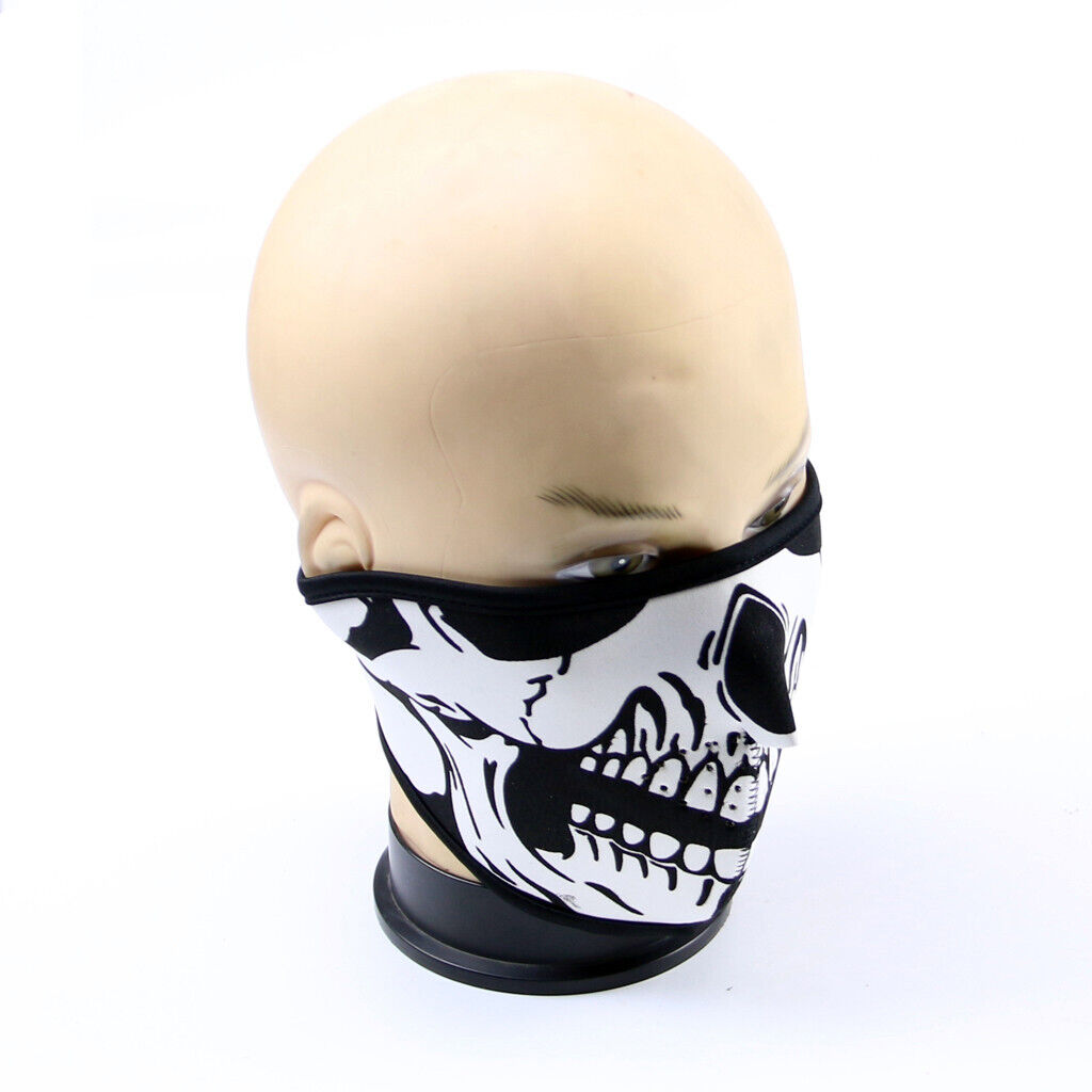 Motorcycle Skull Mask Biker Rider Ski Neoprene Reversible Skull Half Face Mask