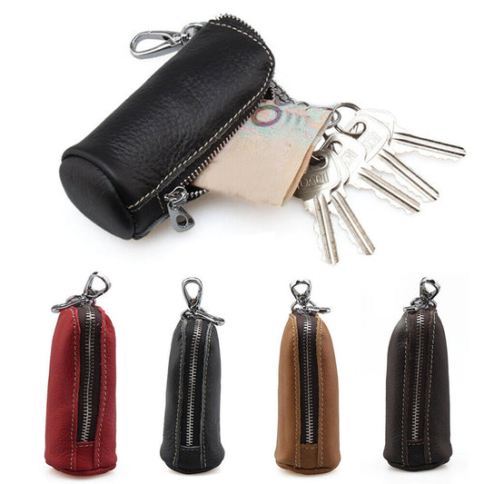 Coin Small Change Bag Card Wallet Pouch Zip-Up Women Key Ring Leather Mini Purse