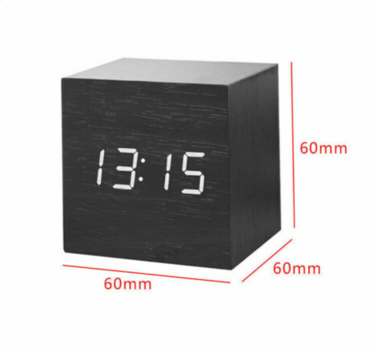 Wooden Digital Desk Table Clock LED Display Alarm Temperature Modern Home Decor