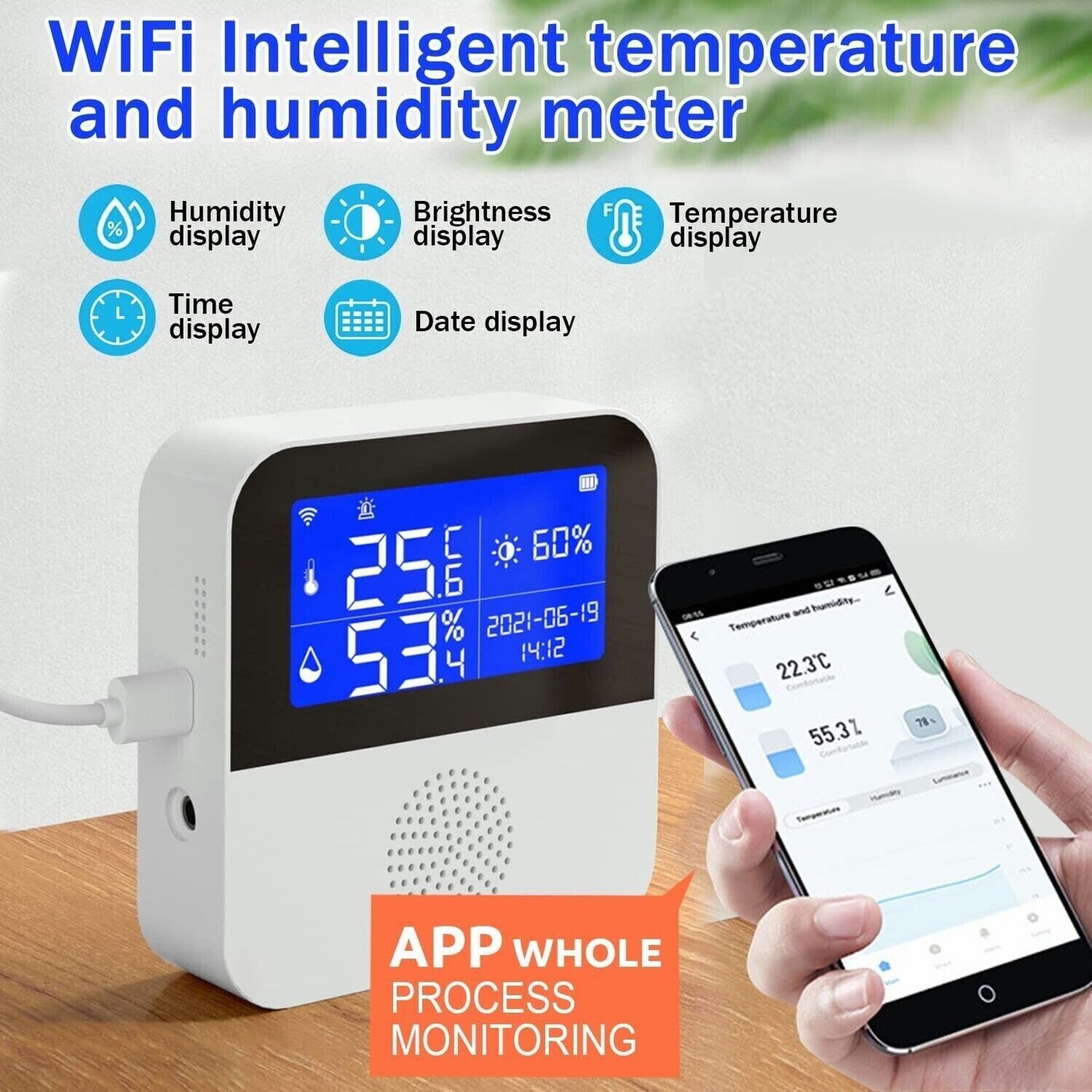 Smart WiFi Wireless Temperature Humidity Sensor Fridge Thermometer Hygrometer