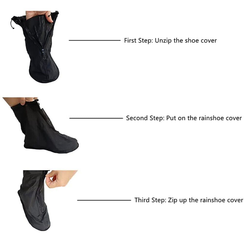 Waterproof Shoe Covers Not-Slip Raining Water Foot Boot Overshoe With Zippe