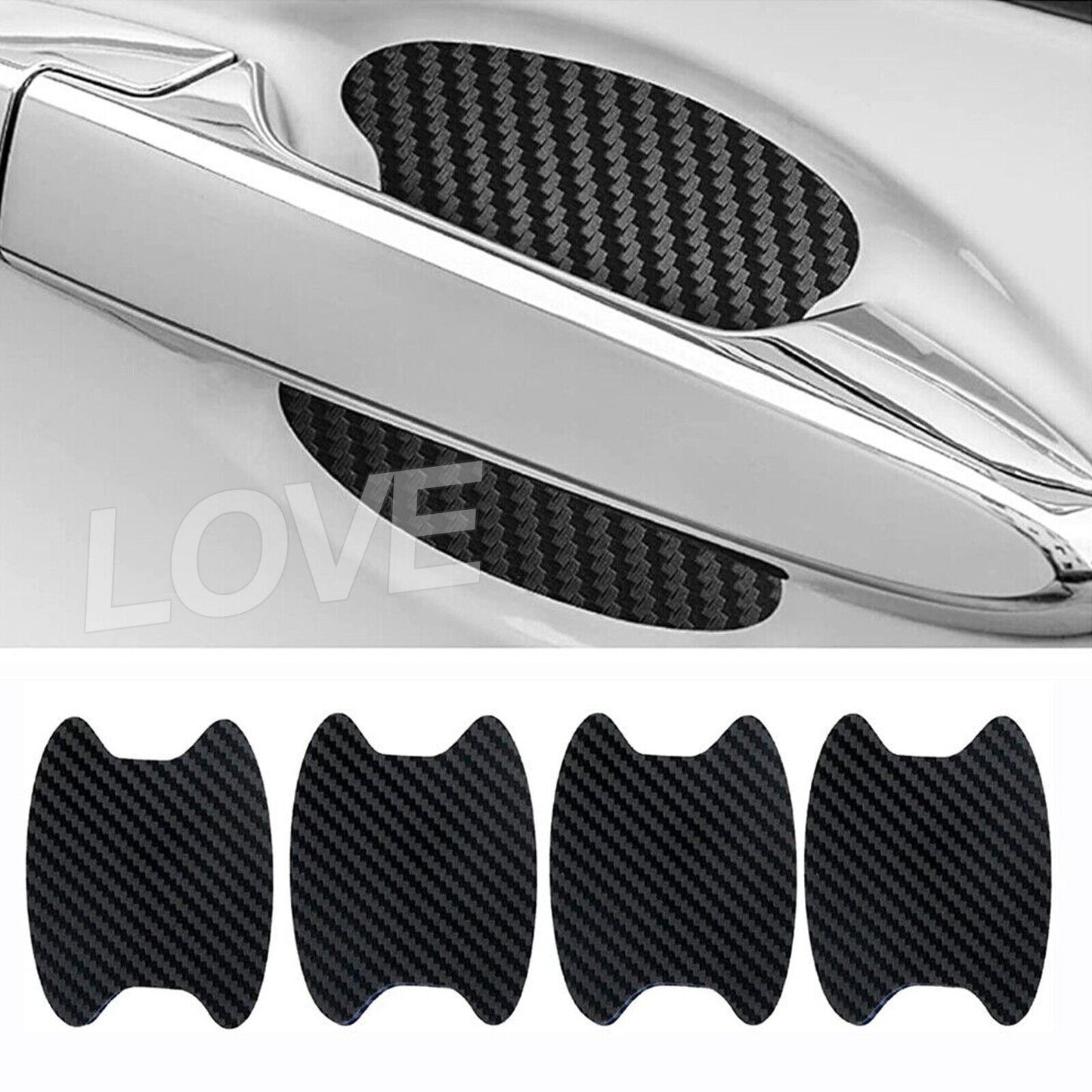 4× Carbon Fiber Door Handle Anti-Scratch Protector Film Stickers Car Accessories