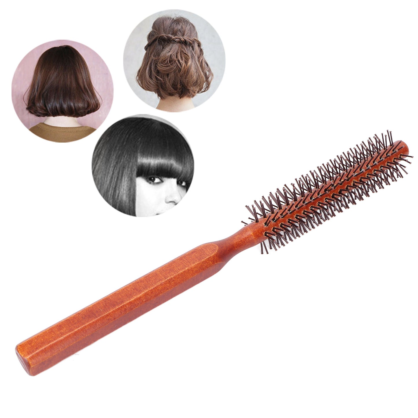 Round Styling Hair Brush Curling Roller Hairbrush Small Wood Brush Unisex